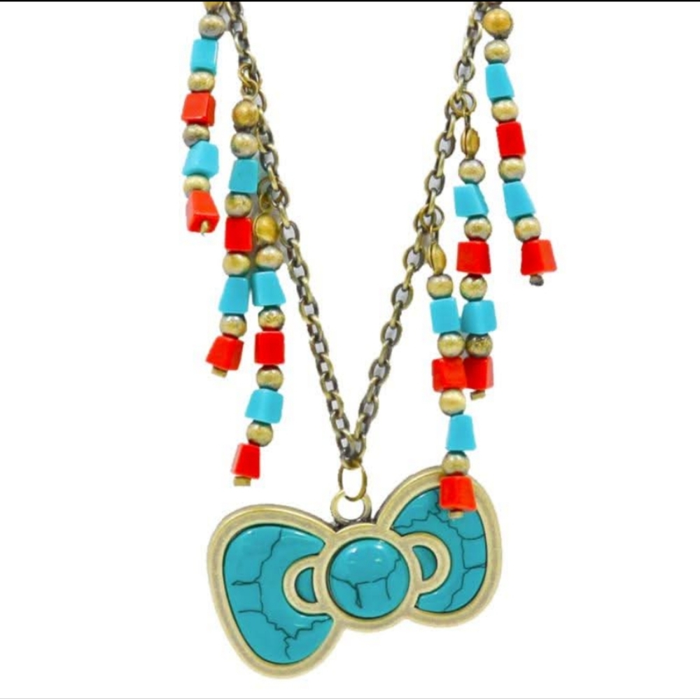 Hello Kitty Sanrio Loungfly Turquoise and Red COLORED Necklace
